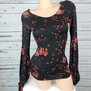 Free People To the Tropics Black Floral Top
